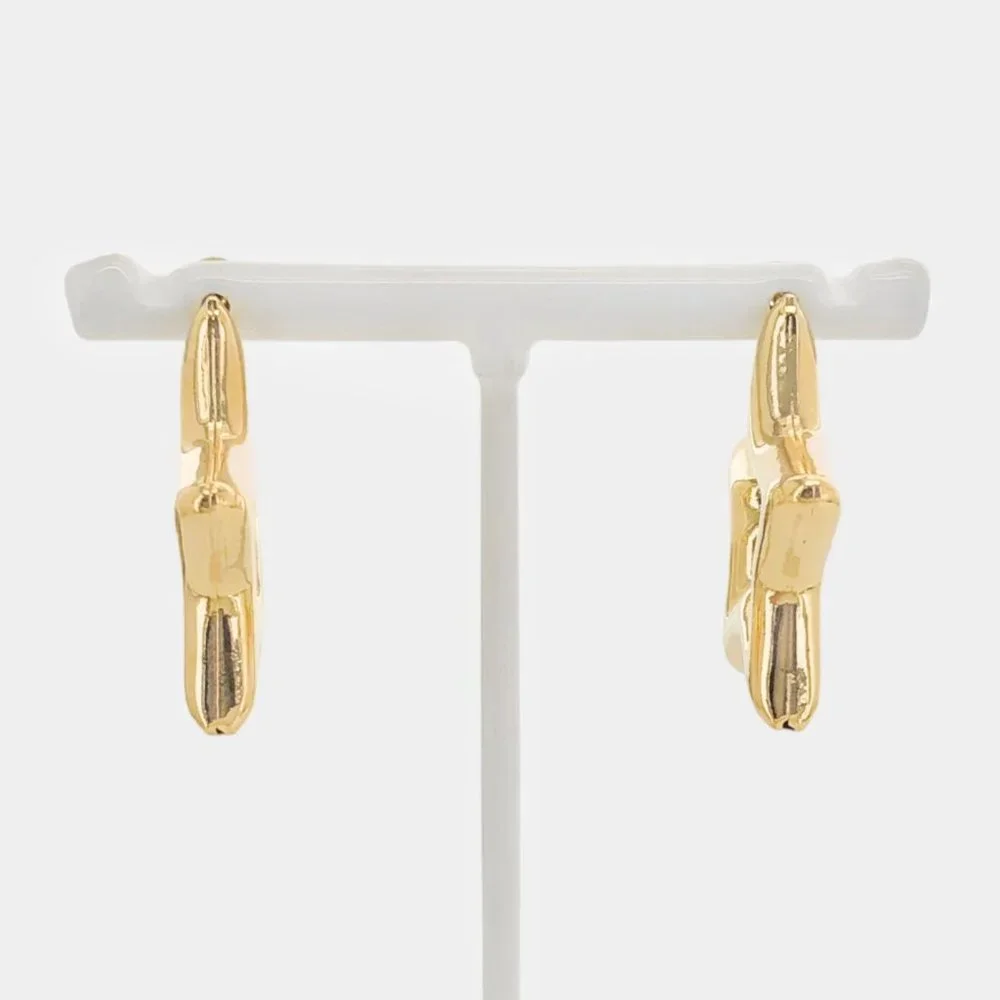 NEW 18K Gold Filled Star Tube Hoop Earrings - Picture 3 of 7